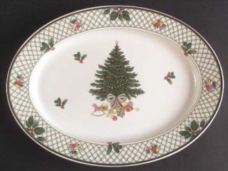 Mikasa Christmas Story 13 Oval Serving Platter, Fine China Dinnerware   Green L
