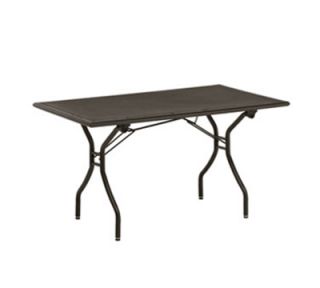 EmuAmericas 48 in Rectangular Folding Table w/ Umbrella Hole, Mesh Top, White