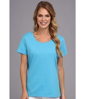 Jones New York S/S Scoop Neck Womens Short Sleeve Pullover (Blue)