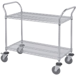 Quantum Wire Shelving Mobile Utility Cart   2 Shelves, 18 Inch W x 36 Inch L x