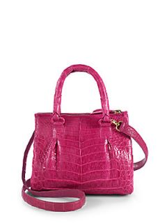 Nancy Gonzalez Crocodile Zip Top Handle Crossbody Bag   Hot Pink