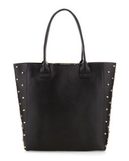 Raina Studded Side Leather Tote Bag, Black