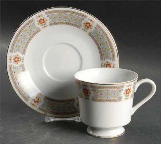 Mikasa Sonata Footed Cup & Saucer Set, Fine China Dinnerware   Couture, Blue Ban
