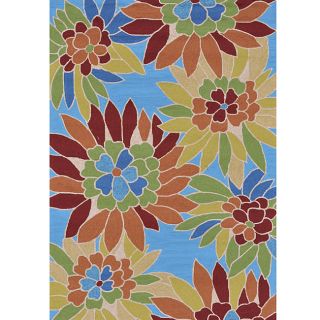 Hand hooked Coventry Blue Floral Rug (76 X 96)