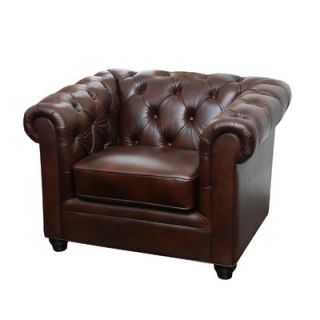 Abbyson Living Arcadian Premium Italian Leather Arm Chair CI 9193 BRN 1