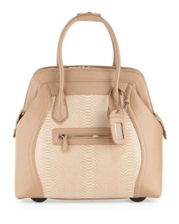 Boston Saffiano Faux Leather Rolling Bag, Taupe
