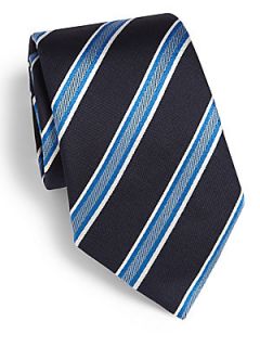 Armani Collezioni Diagonal Stripe Shadow Silk Tie   Dark Blue