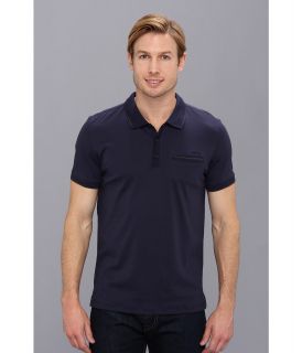 Calvin Klein S/S Polo w/ Contrast Collar Piping Mens Short Sleeve Pullover (Blue)
