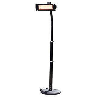 Black Steel Telescoping Offset Pole Mounted Infrared Patio Heater With Glass Front