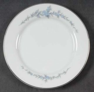 Mikasa Fleurette Bread & Butter Plate, Fine China Dinnerware   Blue Floral,Gray