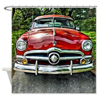 Vintage Red 1950 Ford Coupe Car Shower Curtain  Use code FREECART at Checkout
