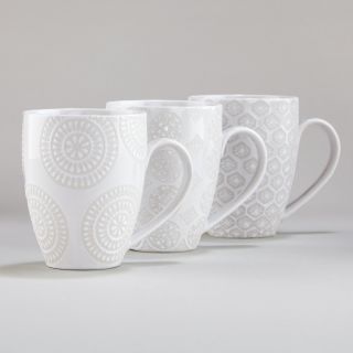 White Wax Resist Mugs, Set of 6   World Market