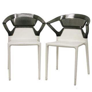 Swap White Plastic Modern Dining Chairs With Grey Backrest (set Of 2)