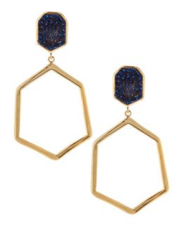 Dark Blue Druzy Hexagonal Earrings