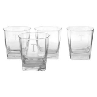 Personalized Monogram Whiskey Glass Set of 4   T