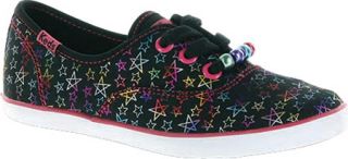 Girls Keds Champion K   Black/Star Print Twill Casual Shoes