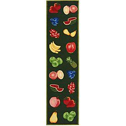 Hand hooked Fruits Hunter Green Wool Runner (26 X 8) (GreenPattern FloralMeasures 0.375 inch thickTip We recommend the use of a non skid pad to keep the rug in place on smooth surfaces.All rug sizes are approximate. Due to the difference of monitor colo