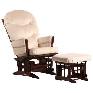 Dutailier Ultramotion Multi position Coffee/ Light Beige Reclining 2 post Glider And Ottoman Set
