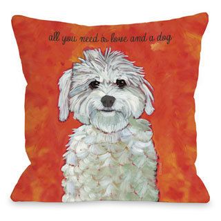Love and A Dog Throw Pillow (18 inches high x 18 inches wideFill materials 100 percent polyester fillCare instructions Spot treatment with damp clothThe digital images we display have the most accurate color possible. However, due to differences in comp