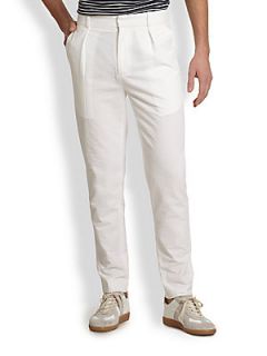 Richard Chai Creased Seersucker Trousers   White