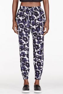 Mother Of Pearl Purple Crepe Brushstroke Floral Rhea Trousers