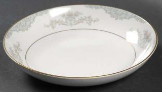Mikasa Minuet Coupe Soup Bowl, Fine China Dinnerware   Gray Scrolls,Blue Section