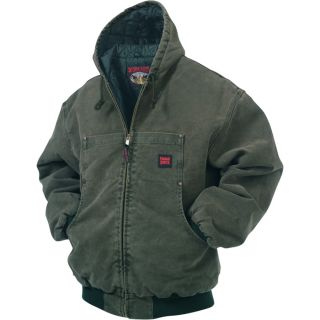 Tough Duck Washed Hooded Bomber   L, Moss