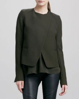 Womens Double Faced Wool Jacket, Olive   Vince