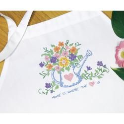 Watering Can Apron Stamped Cross Stitch
