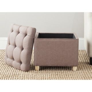 Safavieh Joanie Brown Ottoman (BrownMaterials Oak wood and polyester fabricFinish Pickeled oakDimensions 18.1 inches high x 19.1 inches wide x 19.1 inches deepThis product will ship to you in 1 box.Furniture arrives fully assembled )