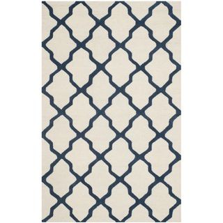 Safavieh Handmade Moroccan Cambridge Ivory/ Navy Wool Rug (5 X 8)