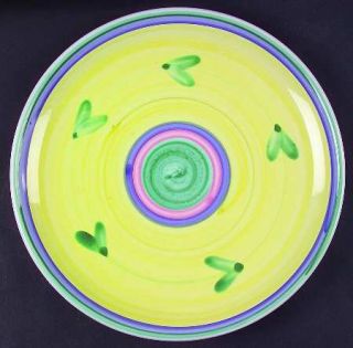 Caleca Carousel Dinner Plate, Fine China Dinnerware   Pink, Blue & Green Bands,