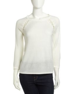Lace Seam Sweater, Winter White