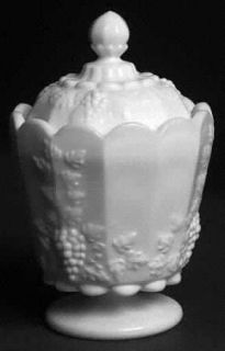 Westmoreland Paneled Grape Milk Glass Small Canister   Stem 1881, Milk Glass, Gr