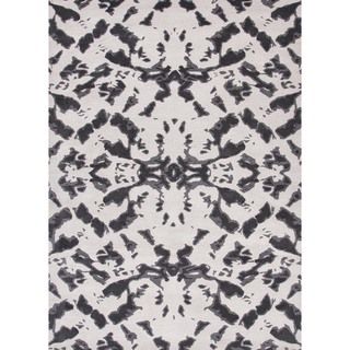 White Modern Abstract Wool Tufted Rug (5 X 8)