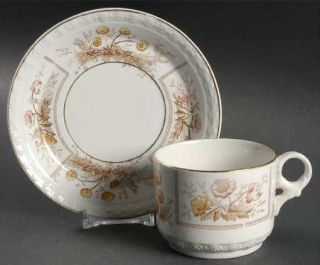Johnson Brothers Sylvan Brown/Multicolor Flat Cup & Saucer Set, Fine China Dinne