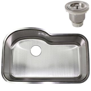 32 inch Stainless Steel Undermount Single Bowl Kitchen Sink W/ Basket Strainer
