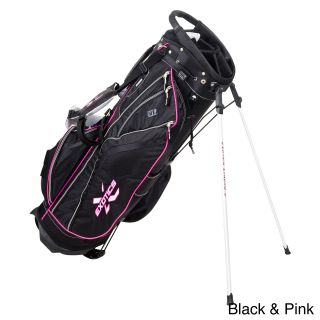 Tour Edge Exotics Xtreme 2 Stand Bag (Black, red/white, navy/white, white, black/pink, silver/whiteMolded easy lift top handleScore card holderPremium padded double strap Quick grab elastic towel bandVelour lined water proof valuables pocketLightweight qu