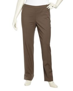 Ankle Length Zip Stretch Wool Pants, Womens