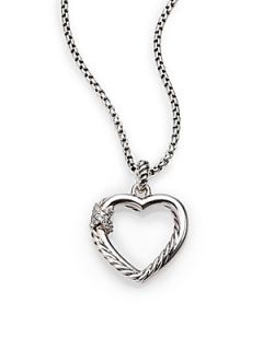 David Yurman Sterling Silver & Diamond Heart Pendant Necklace   Silver