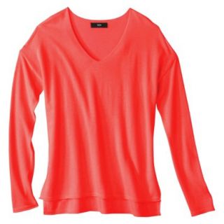 Mossimo Petites Long Sleeve V Neck Pullover Sweater   Red XLP