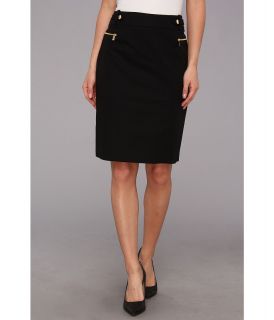 Calvin Klein Safari Pencil Double Layer Cotton Skirt Womens Skirt (Black)