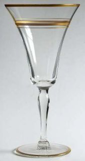 West Virginia Glass Specialty Regent Water Goblet   Gold Trim&Bands, Flared Bowl
