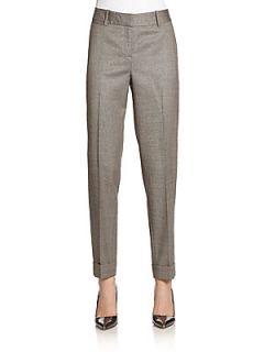 Perry Stretch Wool/Silk Cuffed Ankle Pants   Grey