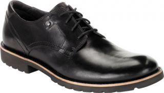 Mens Rockport Ledge Hill Plaintoe   Black Leather Casual Shoes