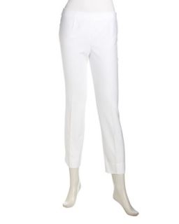 Ankle Length Pique Capri Pants, White