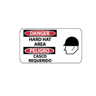 Nmc Osha Compliant Bilingual Caution/Danger Signs   18X10   Danger, Hard Hat Area