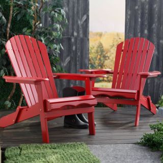 Set of 2 Cape Cod Foldable Adirondack Chairs   Red Multicolor   MP076