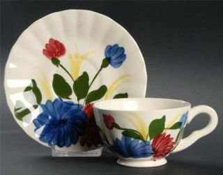 Blue Ridge Southern Pottery Chrysanthemum Footed Cup & Saucer Set, Fine China Di