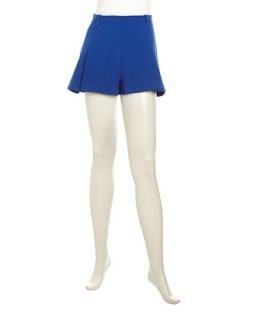 Pleated Stretch Knit Shorts, Royal